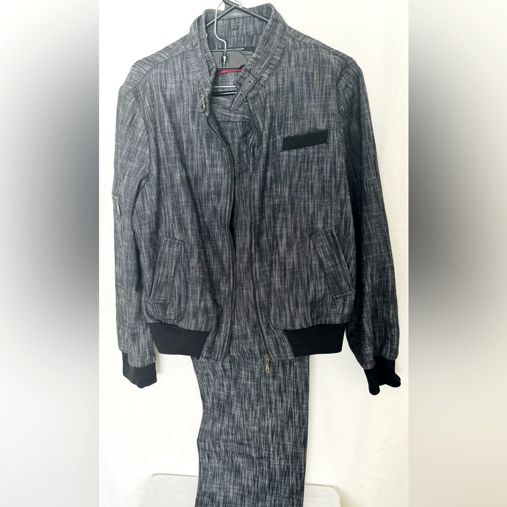 VINTAGE - 2 piece faded black denim suit